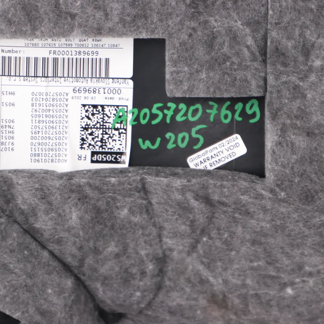  Carte de porte avant Mercedes W205 droite Trim Panel Covering Leather Black - SKU A2057207629 - Numéro de pièce A2057207629