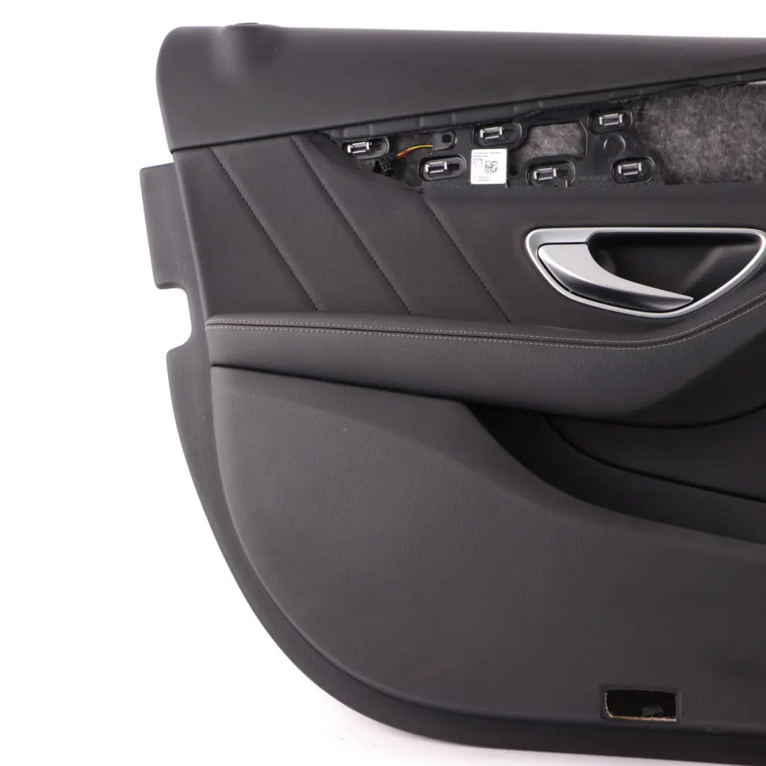  Tarjeta puerta delantera Mercedes W205 Izquierda Recubrimiento cuero Negro - SKU A2057208129 - Número de pieza A2057208129