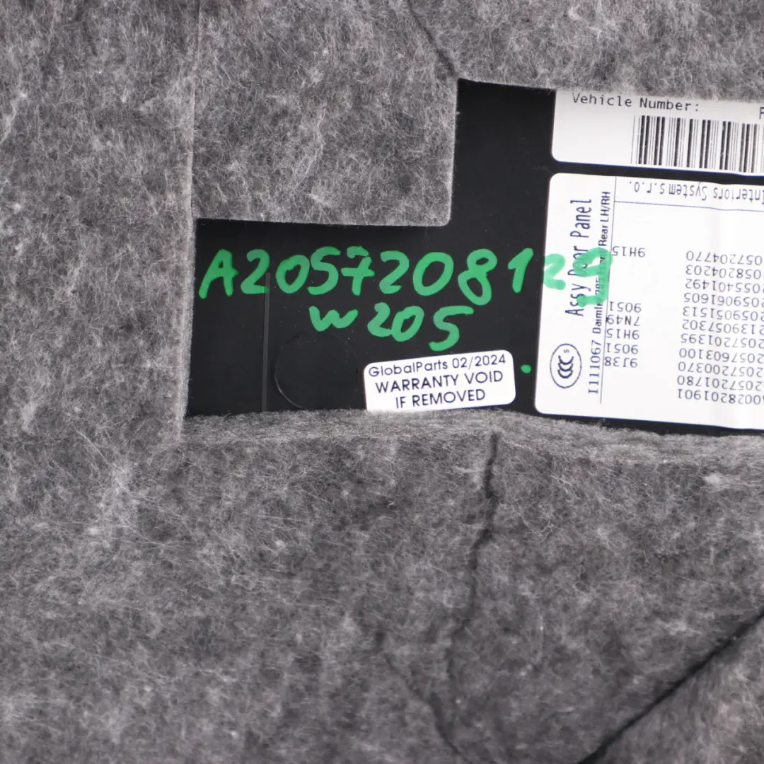 Front Door Card Mercedes W205 Left N/S Trim Panel Covering Leather Black to with Part number A2057208129 Front Door Card Mercedes W205 Left N/S Trim Panel Covering Leather Black - SKU A2057208129 - Part number A2057208129