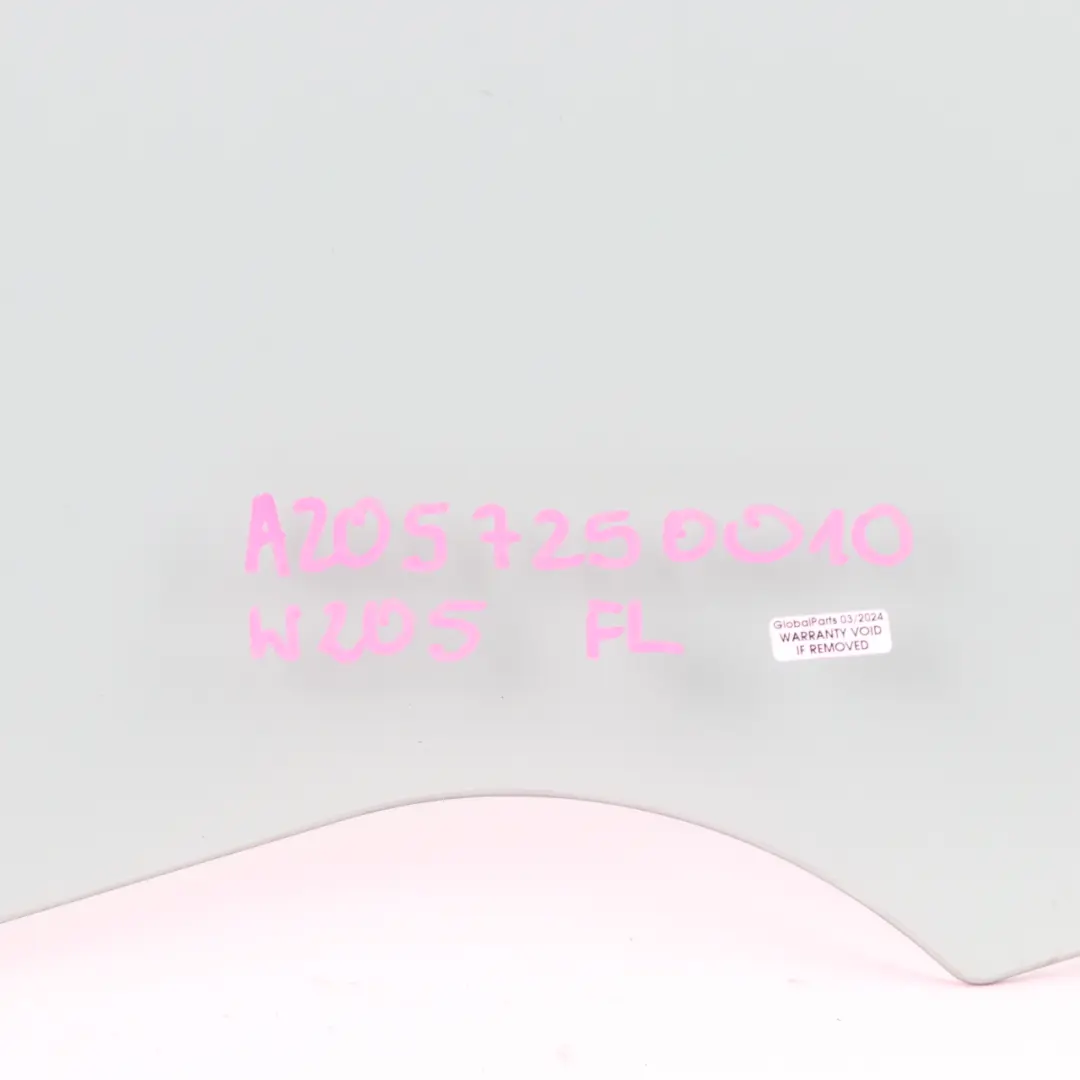 Window Glass Front Left Door N/S Green Glazing AS2 to Mercedes W205 with Part number A2057250010 Mercedes W205 Window Glass Front Left Door N/S Green Glazing AS2 - SKU A2057250010 - Part number A2057250010