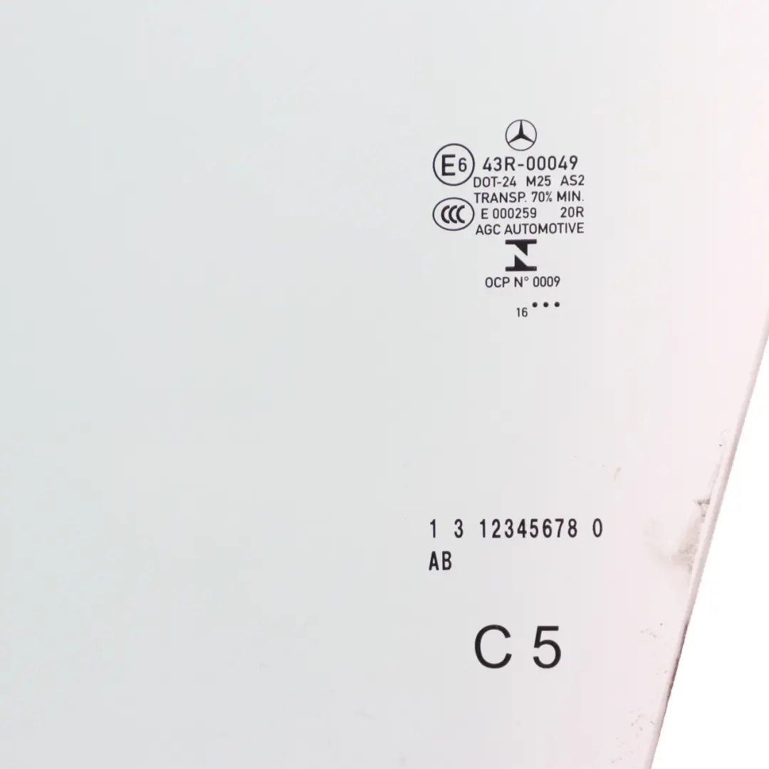 Mercedes C205 Coupe Window Glass Front Door Left N/S Glazing AS2 - SKU A2057250710 - Part number A2057250710