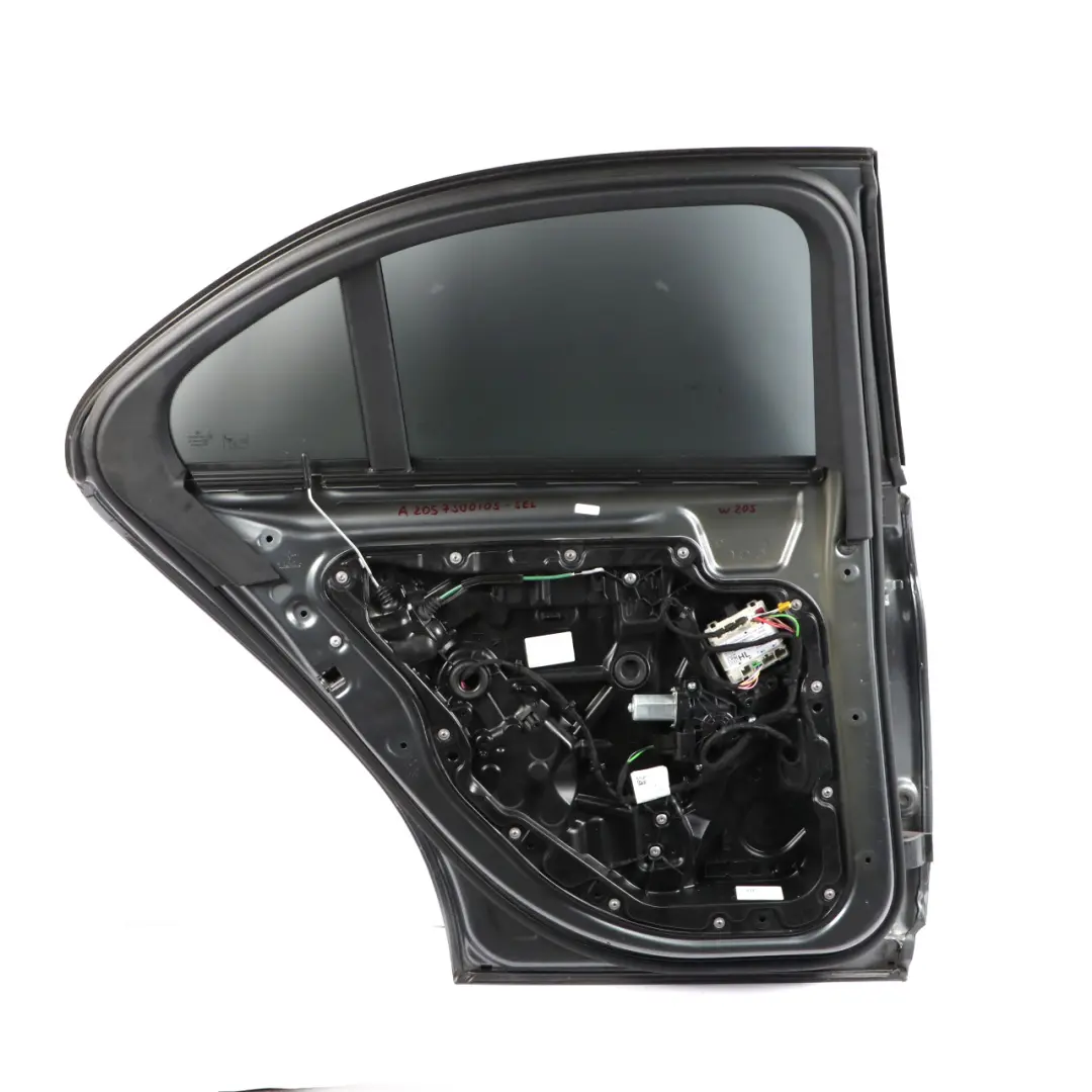 Door Rear Left N/S Selenite Grey Metallic - 992 to Mercedes W205 with Part number A2057300105 Mercedes W205 Door Rear Left N/S Selenite Grey Metallic - 992 - SKU A2057300105-SEL - Part number A2057300105