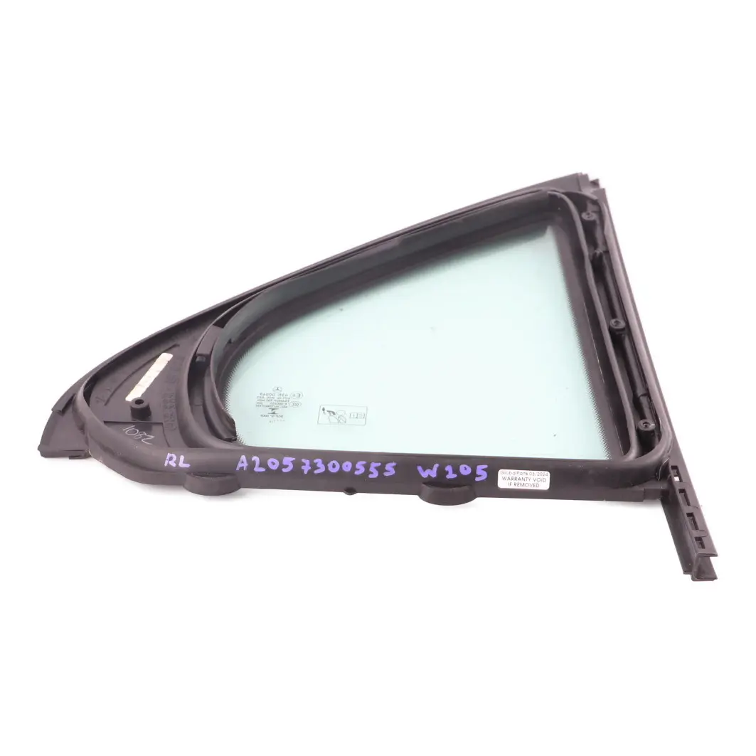 Cristal Fijo Puerta Trasera Izquierda Verde AS2 para Mercedes W205 con número de pieza A2057300555 Mercedes W205 Cristal Fijo Puerta Trasera Izquierda Verde AS2 - SKU A2057300555 - Número de pieza A2057300555