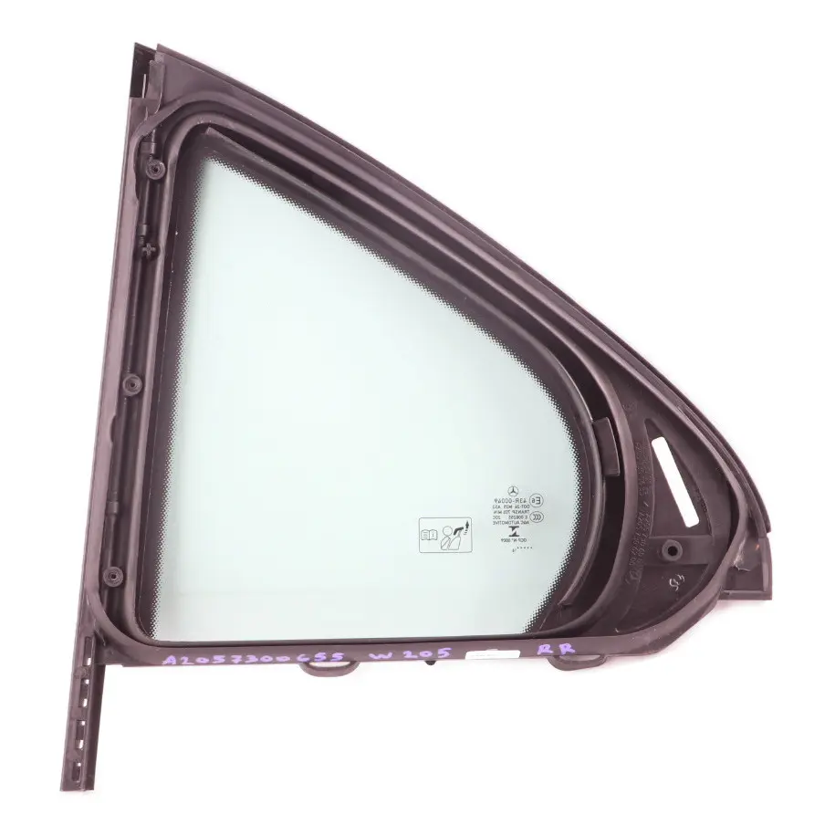 Window Glass Fixed Rear Right Door O/S Green AS2 to Mercedes W205 with Part number A2057300655 Mercedes W205 Window Glass Fixed Rear Right Door O/S Green AS2 - SKU A2057300655 - Part number A2057300655
