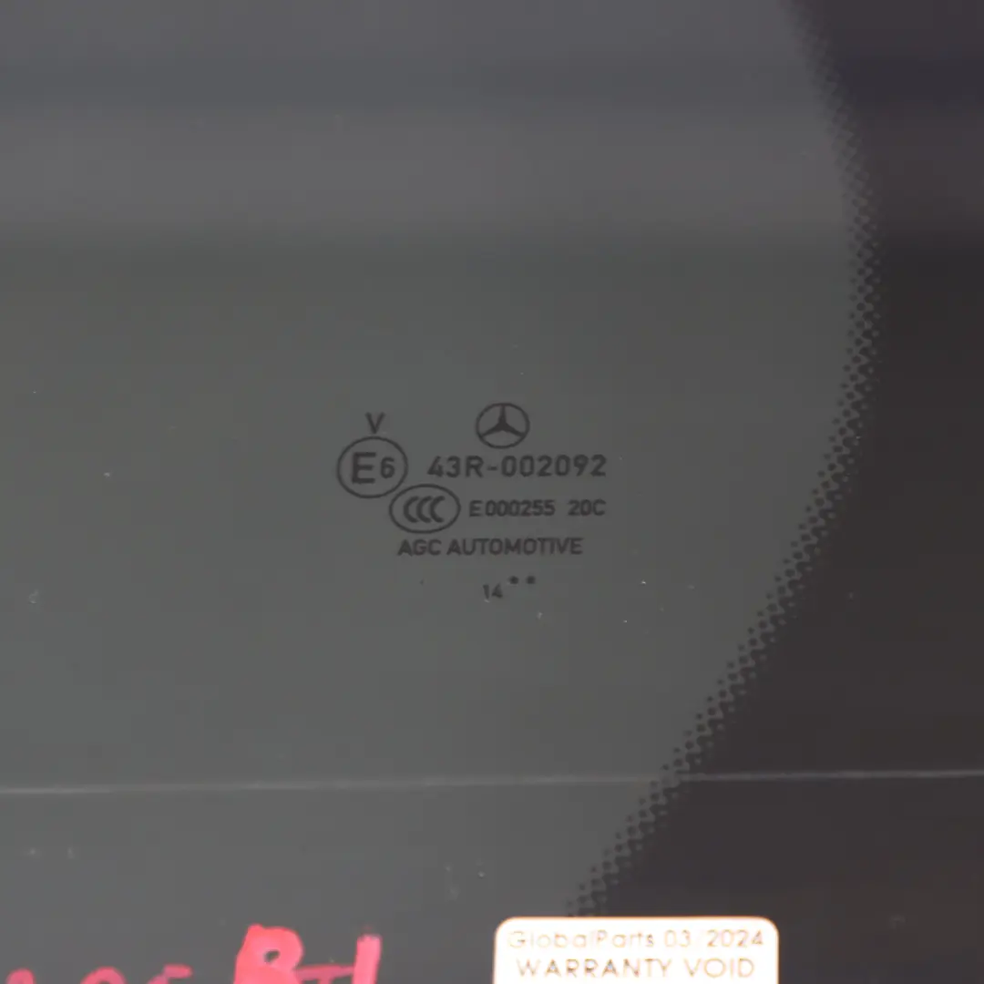 Mercedes S205 Vetro della porta posteriore sinistra colorati AS3 A2057350710 - SKU A2057300755 - Numero di parte A2057300755