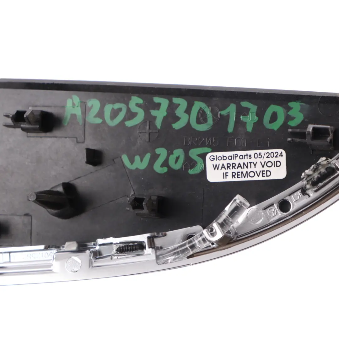 Left N/S Door Card Trim Cover to Mercedes W205 Rear with Part number A2057301703 Mercedes W205 Rear Left N/S Door Card Trim Cover - SKU A2057301703 - Part number A2057301703