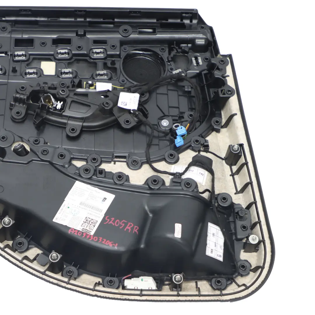 Scheda porta posteriore Mercedes W205 destra Rivestimento pannello in pelle nero per con numero di parte A2057303206 Scheda porta posteriore Mercedes W205 destra Rivestimento pannello in pelle nero - SKU A2057303206-1 - Numero di parte A2057303206