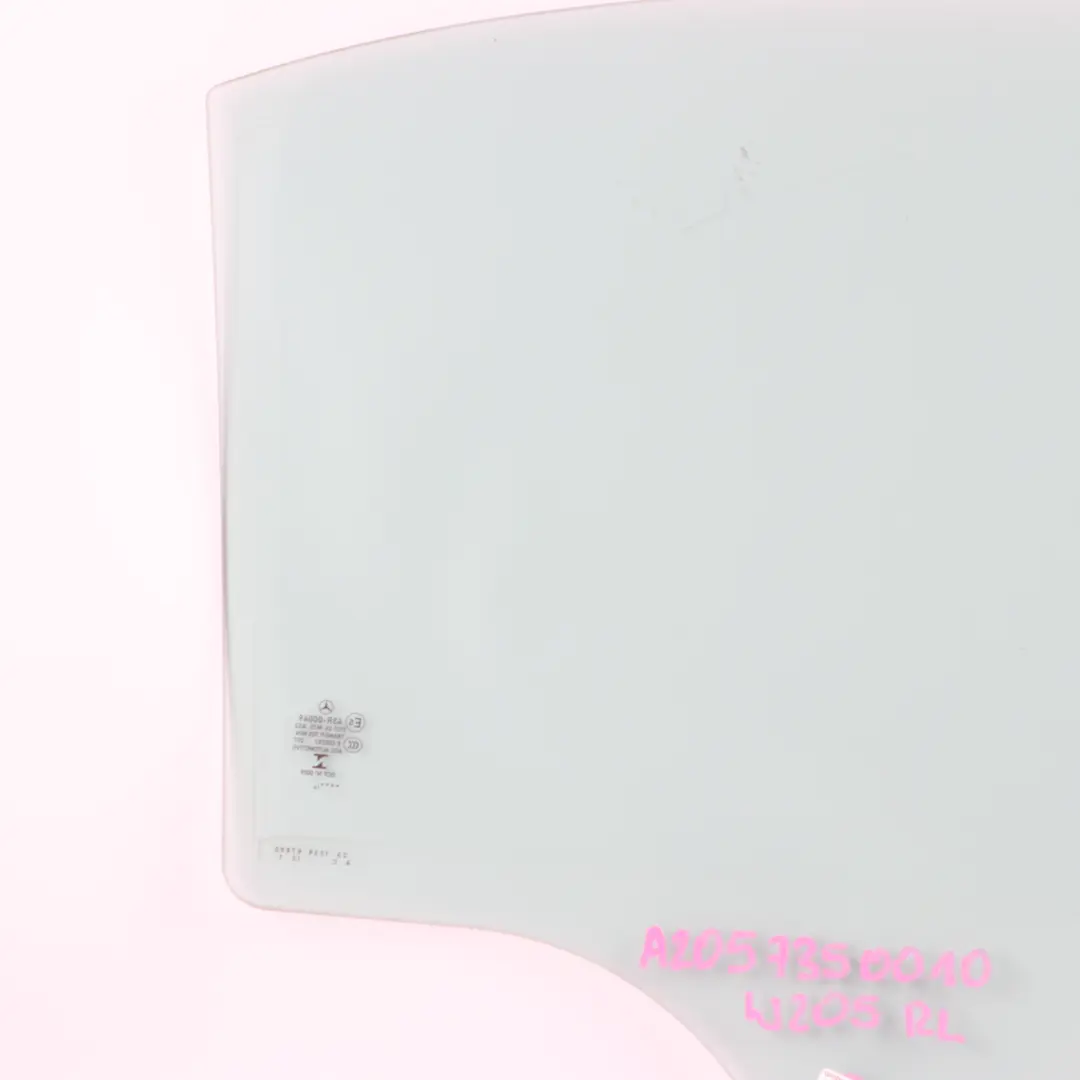 Window Glass Rear Left Door N/S Green Glazing AS2 to Mercedes W205 with Part number A2057350010 Mercedes W205 Window Glass Rear Left Door N/S Green Glazing AS2 - SKU A2057350010 - Part number A2057350010