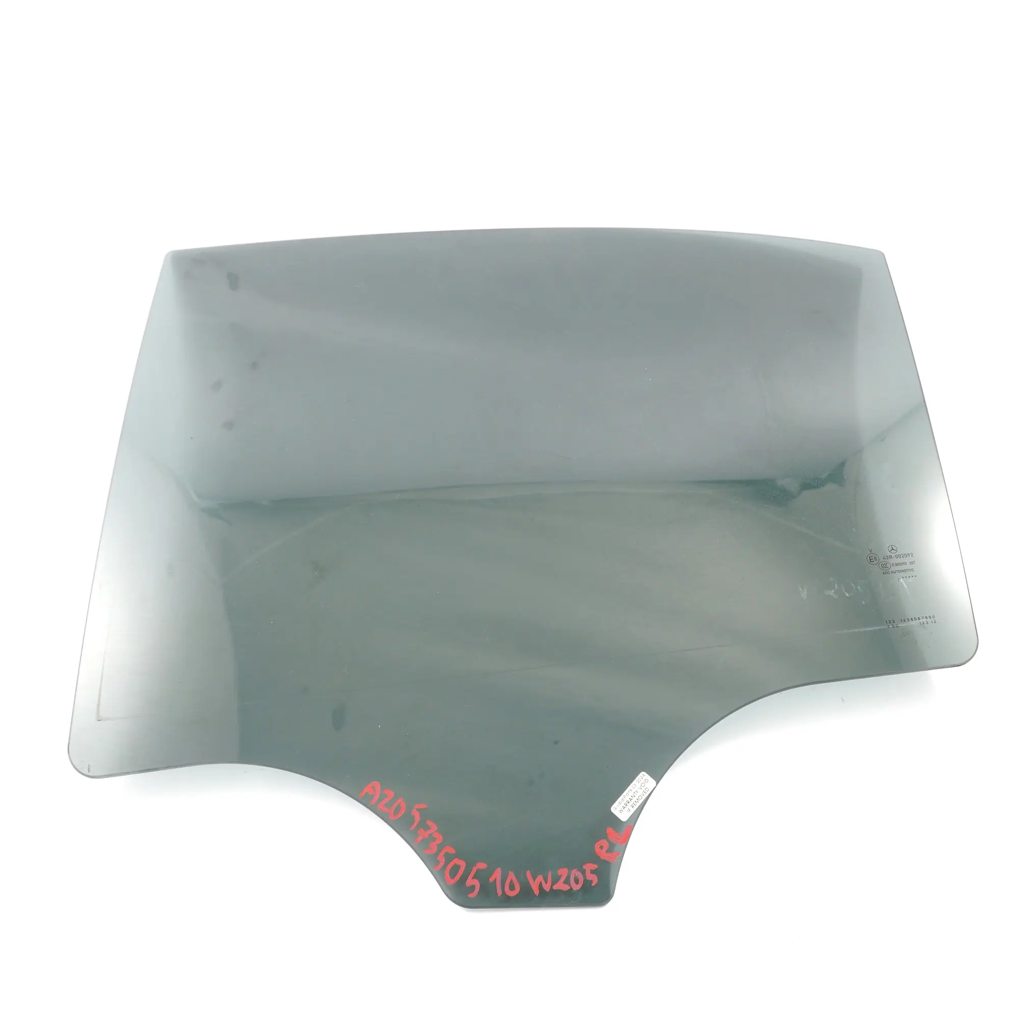 Mercedes W205 Saloon Rear Door Window Glass Left N/S Glazing Black A2057350510
