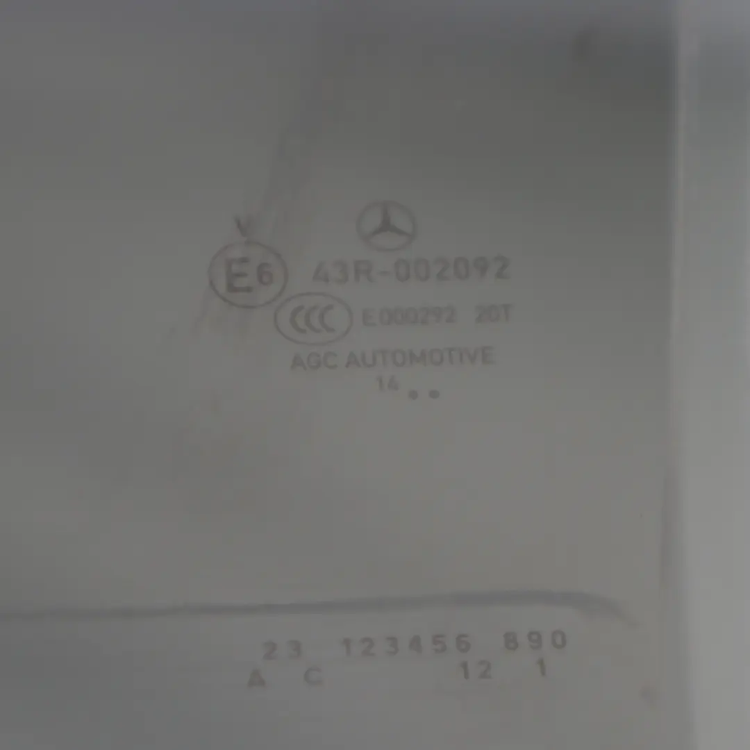 Window Glass Rear Left Door N/S Tinted Glazing AS3 to Mercedes S205 with Part number A2057350710 Mercedes S205 Window Glass Rear Left Door N/S Tinted Glazing AS3 - SKU A2057350710 - Part number A2057350710