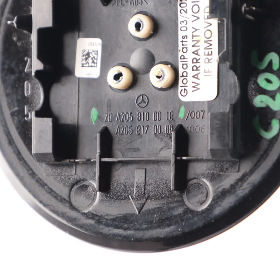 Mercedes C205 Couvercle coffre hayon emblème arrière noir obsidien - SKU A2058100018-OB - Numéro de pièce A2058100018