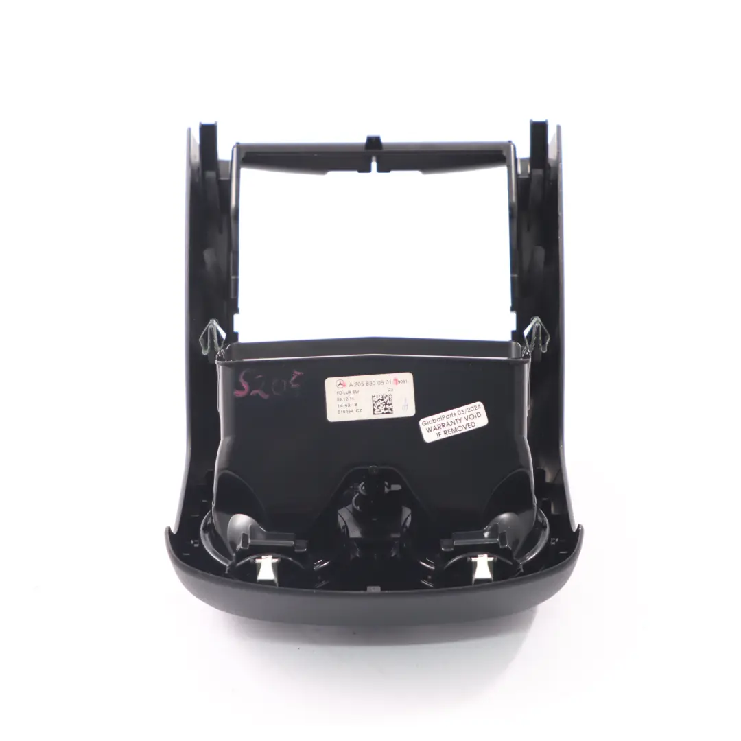 Mercedes W205 Console centrale Pannello della presa d'aria posteriore Trim Nero - SKU A2058300501-4 - Numero di parte A2058300501