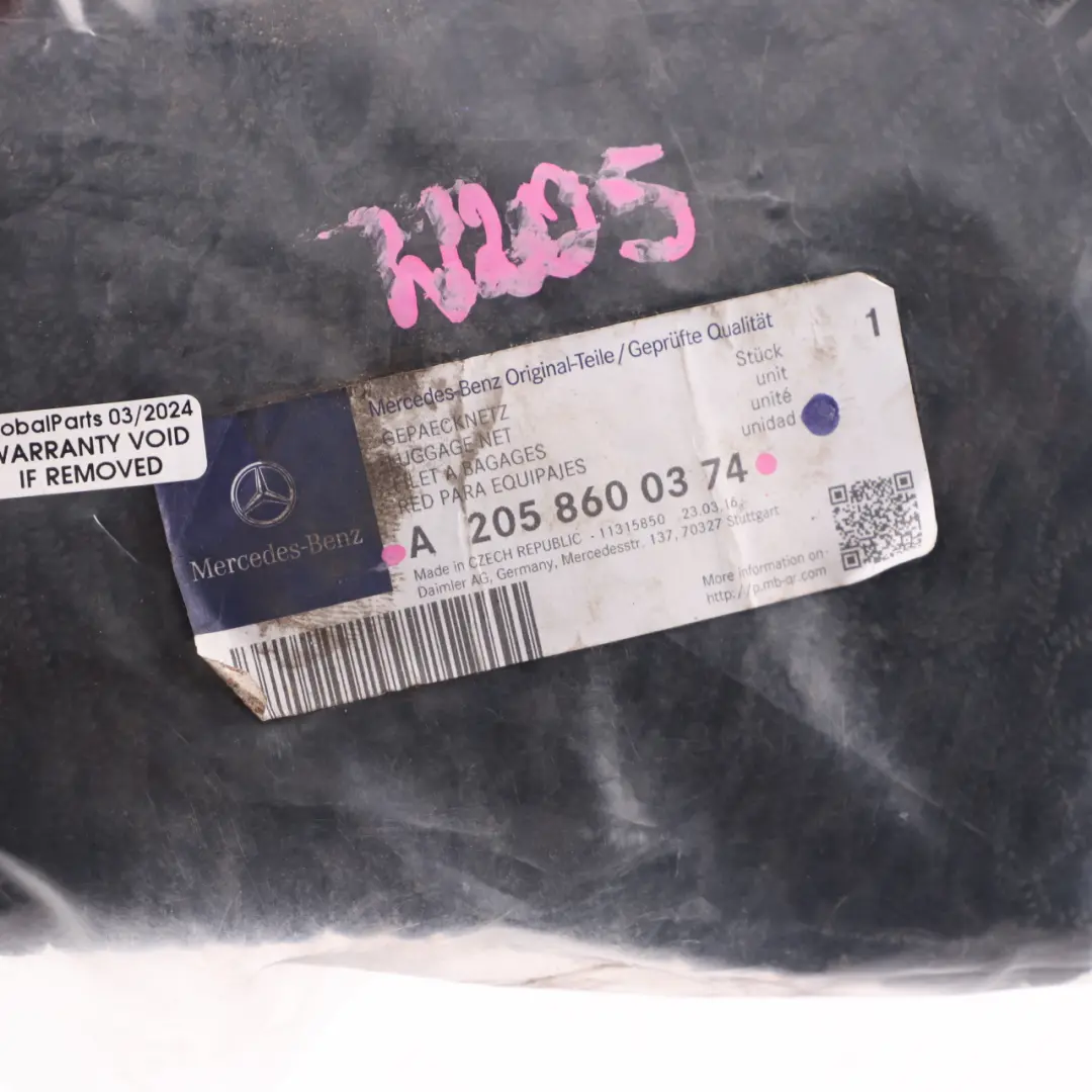 Siatka Bagażowa Podłogi Bagażnika do Mercedes W205 o numerze A2058600374 Mercedes W205 Siatka Bagażowa Podłogi Bagażnika - SKU A2058600374 - Numer Części A2058600374