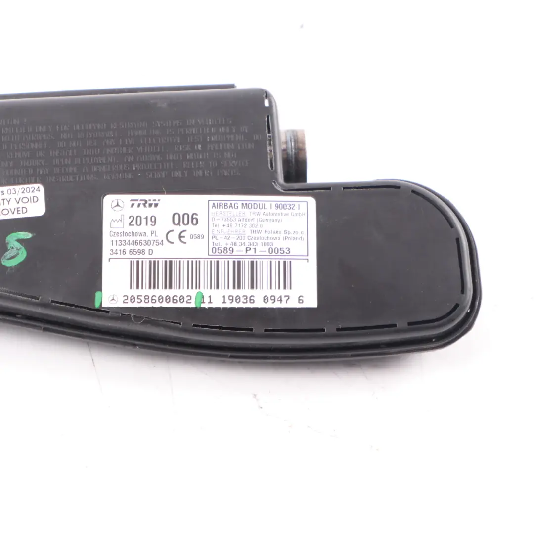 Mercedes W164 W221 Module d'airbag latéral du siège avant gauche A1648601705 - SKU A2058600602 - Numéro de pièce A2058600602