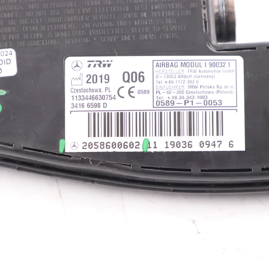 Mercedes W205 Side Airbag Front Left N/S Seat Air Bag Module - SKU A2058600602 - Part number A2058600602