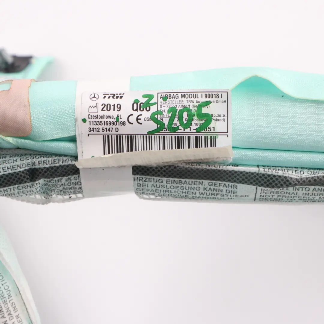 Módulo aire cabeza Techo Cortina lateral izquierda para Mercedes W205 con número de pieza A2058601002 Mercedes W205 Módulo aire cabeza Techo Cortina lateral izquierda - SKU A2058601002 - Número de pieza A2058601002