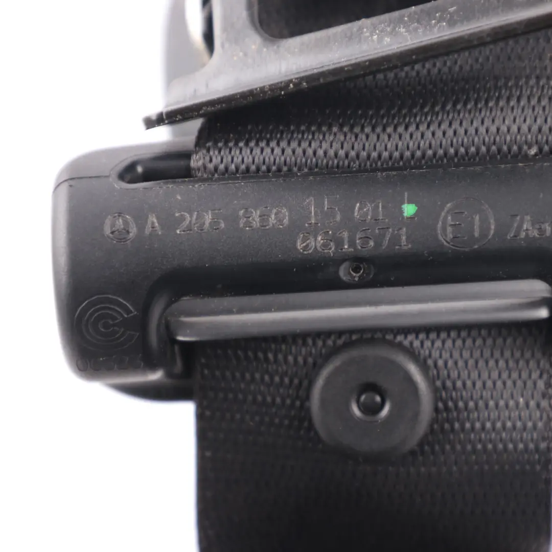 Mercedes C205 Coupe Seat Belt Front Left Upper Belt Black - SKU A2058601501 - Part number A2058601501