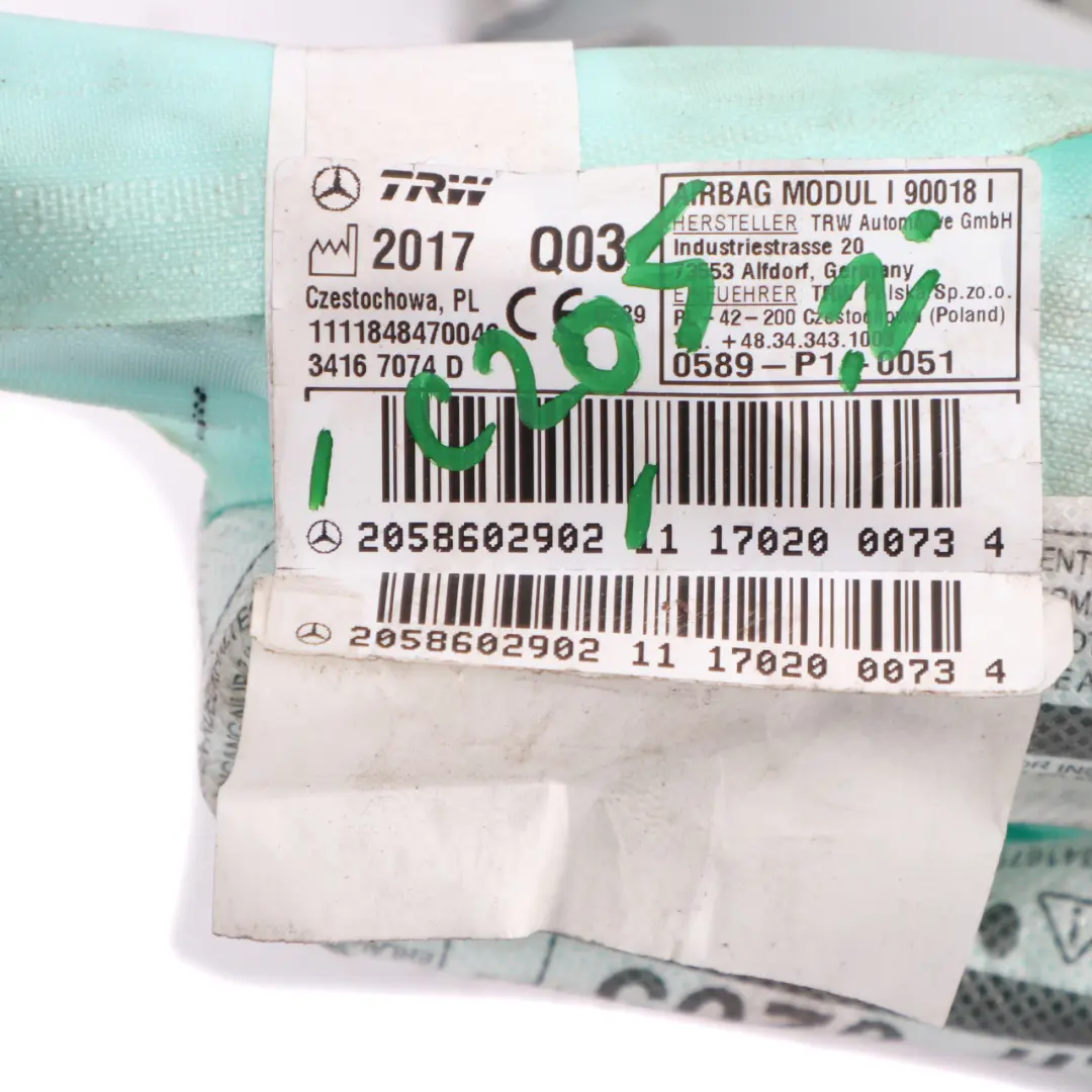 Curtain Mercedes C205 Coupe Side Window Left N/S Air SRS Unit to Air with Part number A2058602902 Air Curtain Mercedes C205 Coupe Side Window Left N/S Air SRS Unit - SKU A2058602902 - Part number A2058602902
