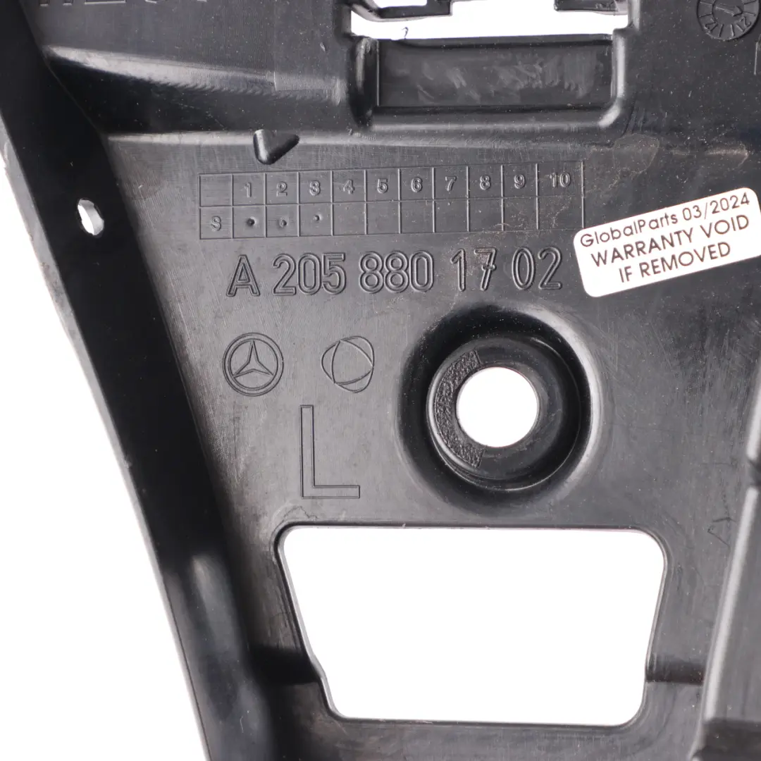 Mercedes W205 Rear Bumper Support Lateral Bracket Guide Left N/S - SKU A2058801702 - Part number A2058801702