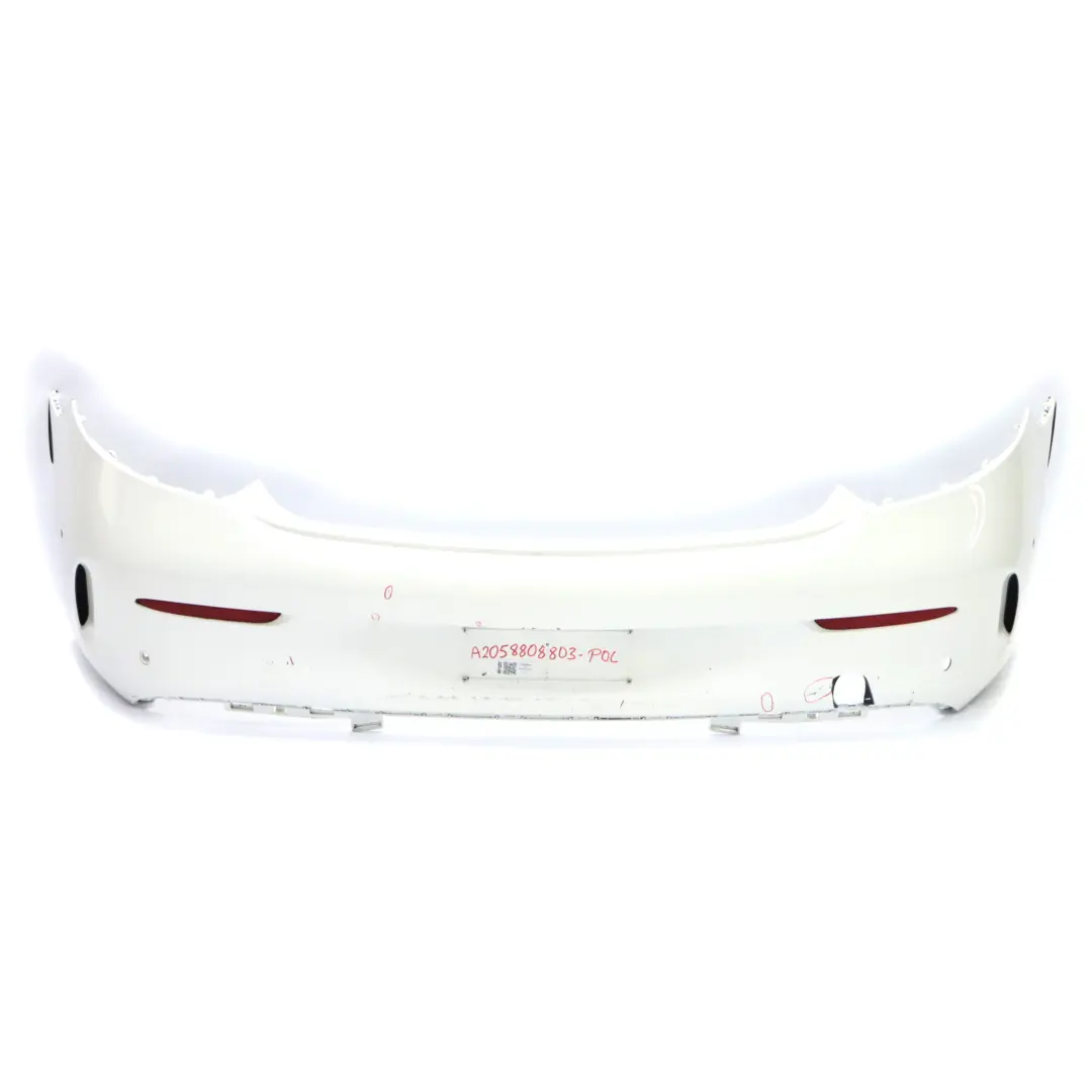 Bumper Rear Trim Panel Covering AMG Polar White - 149 to Mercedes C205 with Part number A2058808803 Mercedes C205 Bumper Rear Trim Panel Covering AMG Polar White - 149 - SKU A2058808803-POL - Part number A2058808803