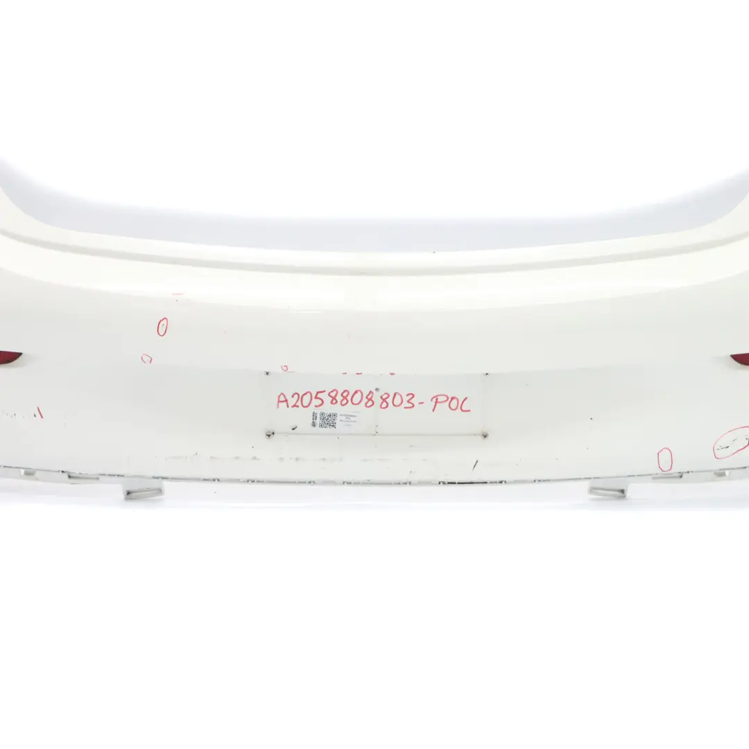 Bumper Rear Trim Panel Covering AMG Polar White - 149 to Mercedes C205 with Part number A2058808803 Mercedes C205 Bumper Rear Trim Panel Covering AMG Polar White - 149 - SKU A2058808803-POL - Part number A2058808803