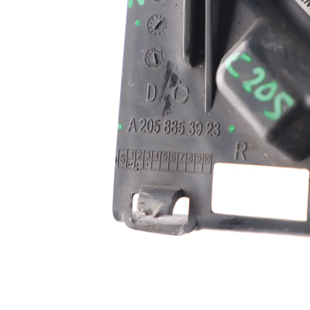 Front Right Bumper Mount Lower Bracket O/S to Mercedes W205 with Part number A2058853923 Mercedes W205 Front Right Bumper Mount Lower Bracket O/S - SKU A2058853923 - Part number A2058853923