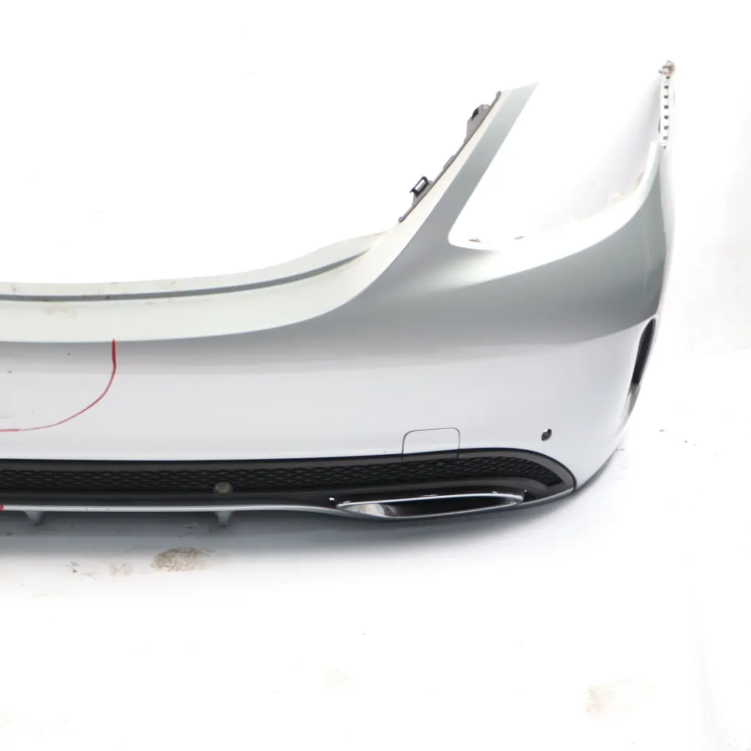 Bumper Rear Trim Panel AMG Iridium Silver Metallic - 775 to Mercedes W205 with Part number A2058856038 Mercedes W205 Bumper Rear Trim Panel AMG Iridium Silver Metallic - 775 - SKU A2058856038-IRS1 - Part number A2058856038
