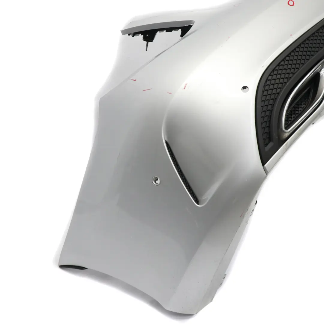 Bumper Rear Trim Panel AMG Iridium Silver Metallic - 775 to Mercedes W205 with Part number A2058856038 Mercedes W205 Bumper Rear Trim Panel AMG Iridium Silver Metallic - 775 - SKU A2058856038-IRS - Part number A2058856038