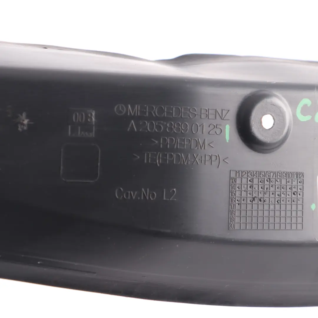 Copertura plastica ala anteriore sinistra per Mercedes W205 con numero di parte A2058890125 Mercedes W205 Copertura plastica ala anteriore sinistra - SKU A2058890125 - Numero di parte A2058890125