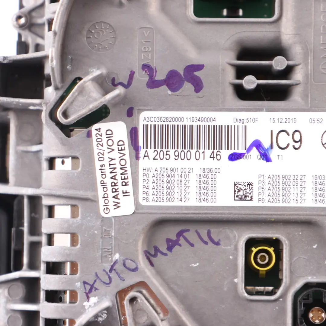 Display Screen Instrument Cluster Speedo Meter Sat Nav to Mercedes W205 with Part number A2059000146 Mercedes W205 Display Screen Instrument Cluster Speedo Meter Sat Nav - SKU A2059000146-1 - Part number A2059000146