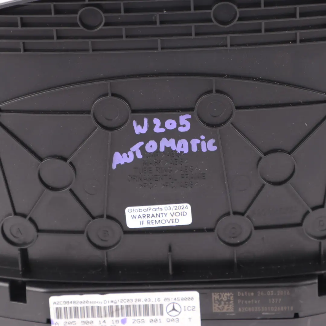 Instrumnt Cluster MPH Speedmeter RPM Gauge Automatic to Mercedes W205 with Part number A2059001418 Mercedes W205 Instrumnt Cluster MPH Speedmeter RPM Gauge Automatic - SKU A2059001418 - Part number A2059001418