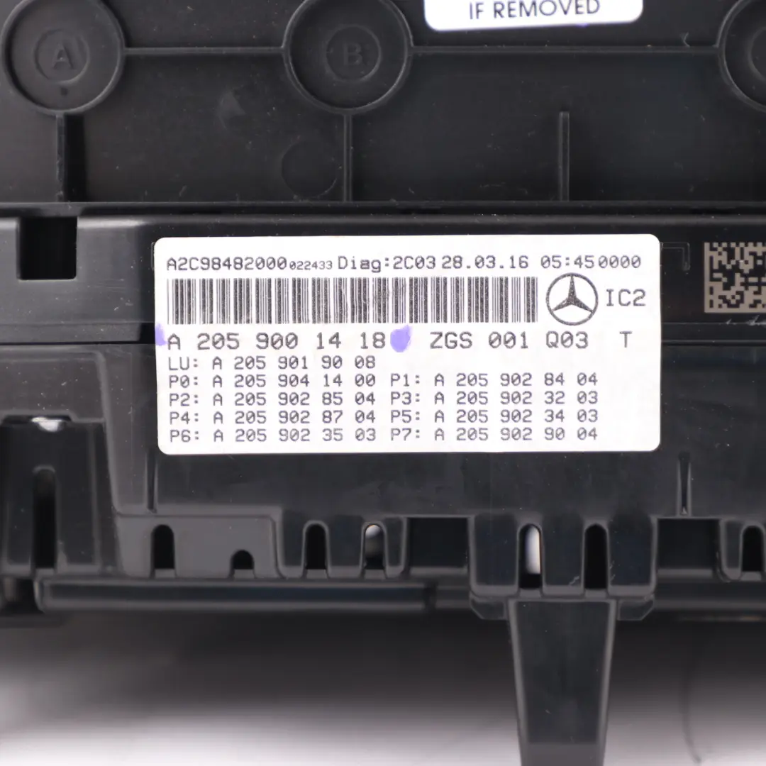 Instrumnt Cluster MPH Speedmeter RPM Gauge Automatic to Mercedes W205 with Part number A2059001418 Mercedes W205 Instrumnt Cluster MPH Speedmeter RPM Gauge Automatic - SKU A2059001418 - Part number A2059001418