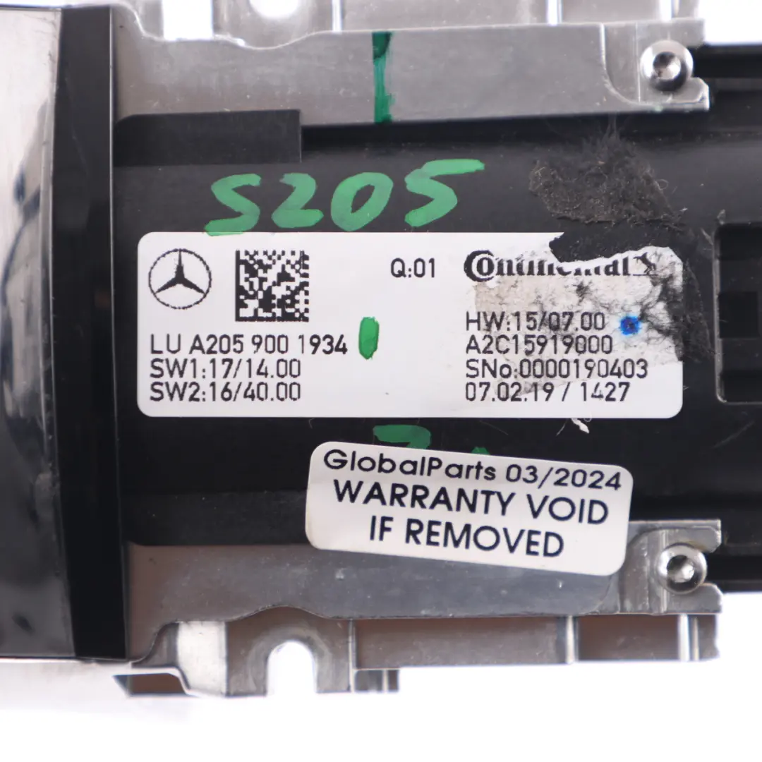 Touch Pad Consola Panel Interruptores Controlador para Mercedes W205 con número de pieza A2059001934 Mercedes W205 Touch Pad Consola Panel Interruptores Controlador - SKU A2059001934 - Número de pieza A2059001934
