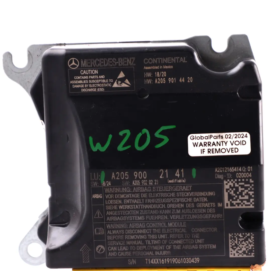 Module Control Unit SRS ECU pour Mercedes W205 Air à propos du numéro de pièce A2059002141 Mercedes W205 Air Module Control Unit SRS ECU - SKU A2059002141 - Numéro de pièce A2059002141