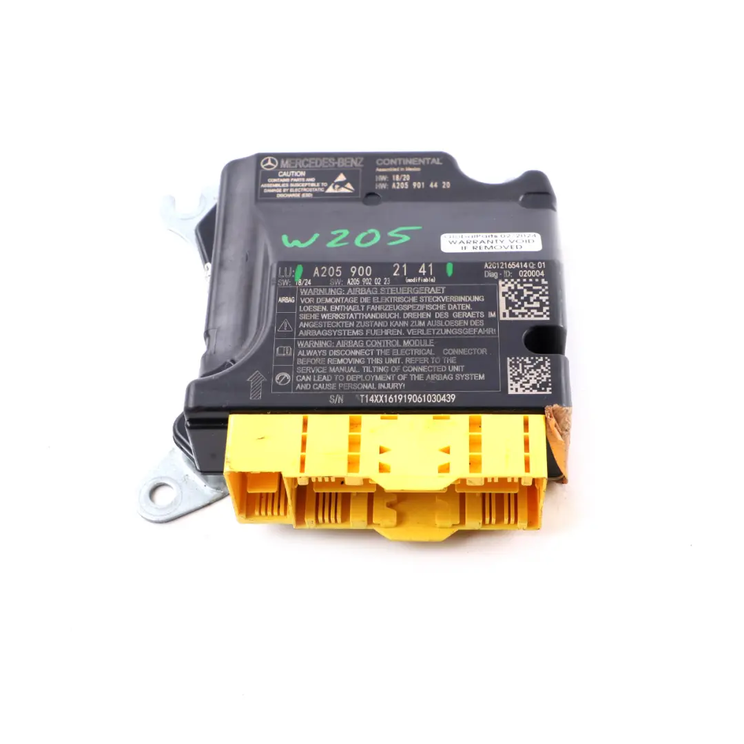 Mercedes W205 Luftmodul Steuergerät SRS ECU - SKU A2059002141 - Teilenummer A2059002141