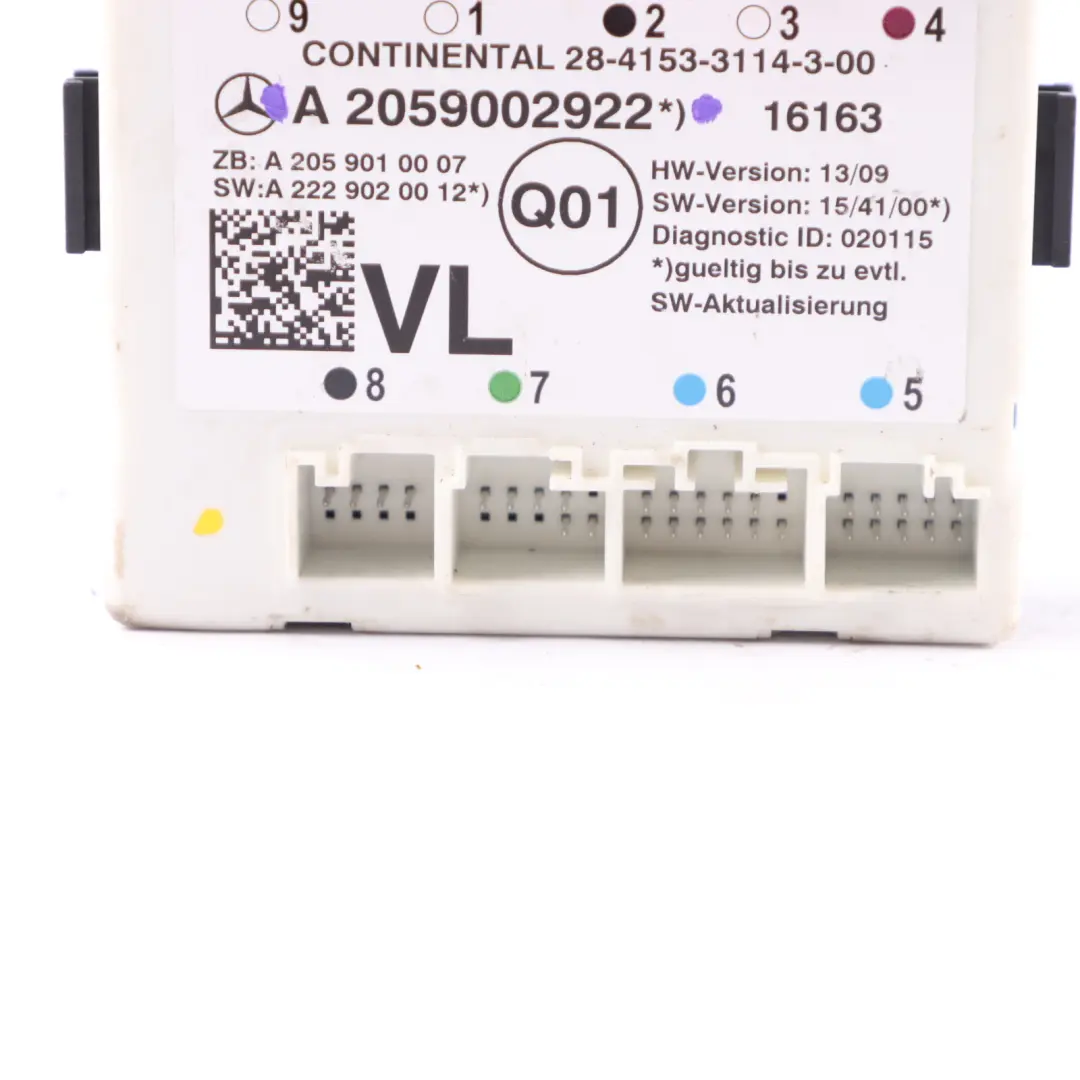  Module Porte Mercedes W205 W253 C253 Unité Contrôle Avant Gauche ECU - SKU A2059002922 - Numéro de pièce A2059002922