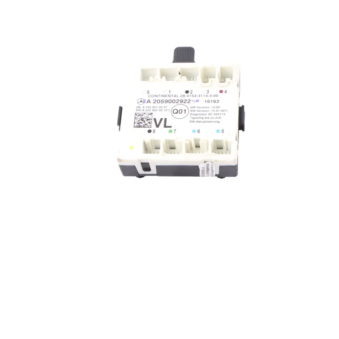 W253 C253 Moduł Sterowania Drzwiami Przód Lewy do Mercedes W205 o numerze A2059002922 Mercedes W205 W253 C253 Moduł Sterowania Drzwiami Przód Lewy - SKU A2059002922 - Numer Części A2059002922