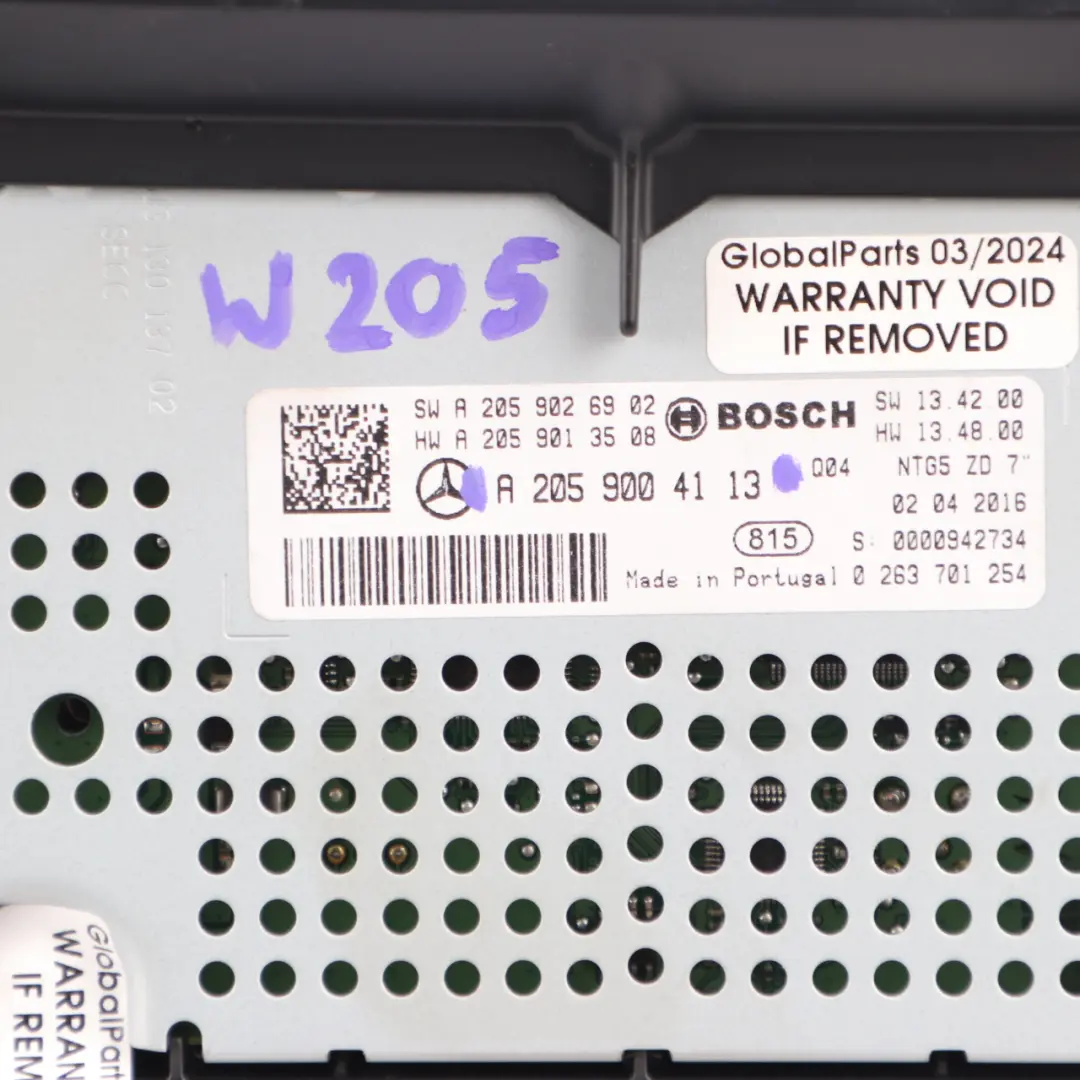 Mercedes S205 Wyświetlacz Ekran Nawigacja Multimedia - SKU A2059004113 - Numer Części A2059004113