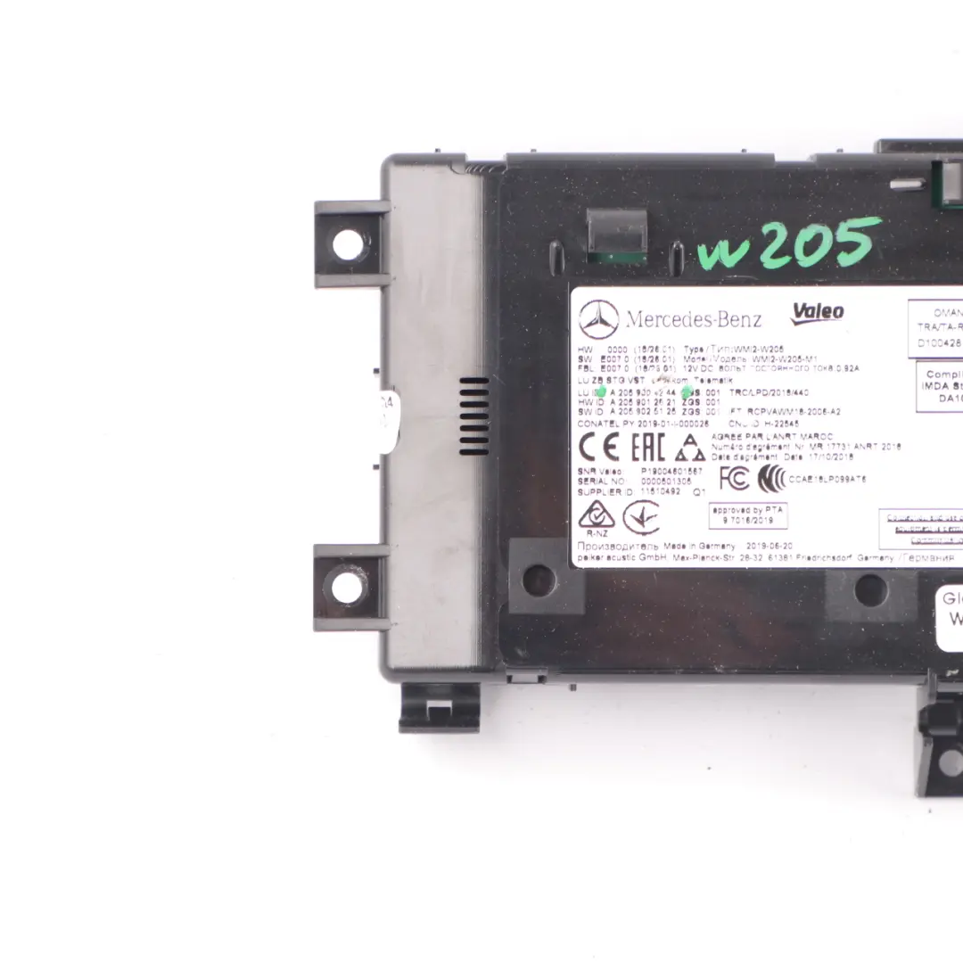 Mercedes W205 Modulo Controllo Ricarica Wireless Telefono - SKU A2059004244 - Numero di parte A2059003944