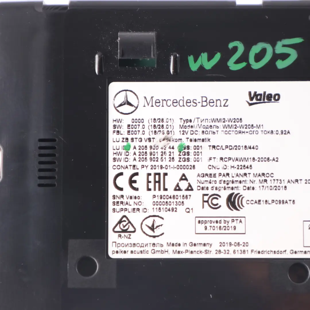 Mercedes W205 Moduł Ładowania Bezprzewodowego Telefonu - SKU A2059004244 - Numer Części A2059003944