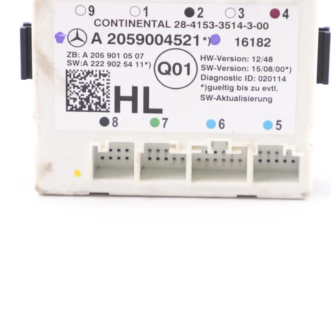 Module porte Unité contrôle arrière gauche pour Mercedes W205 GLC C253 à propos du numéro de pièce A2059004521 Mercedes W205 GLC C253 Module porte Unité contrôle arrière gauche - SKU A2059004521 - Numéro de pièce A2059004521