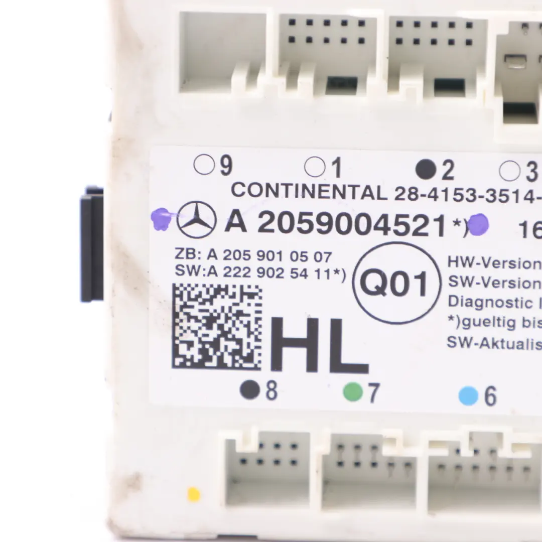  Door Module Mercedes W205 GLC C253 Rear Left N/S Control Unit ECU - SKU A2059004521 - Part number A2059004521