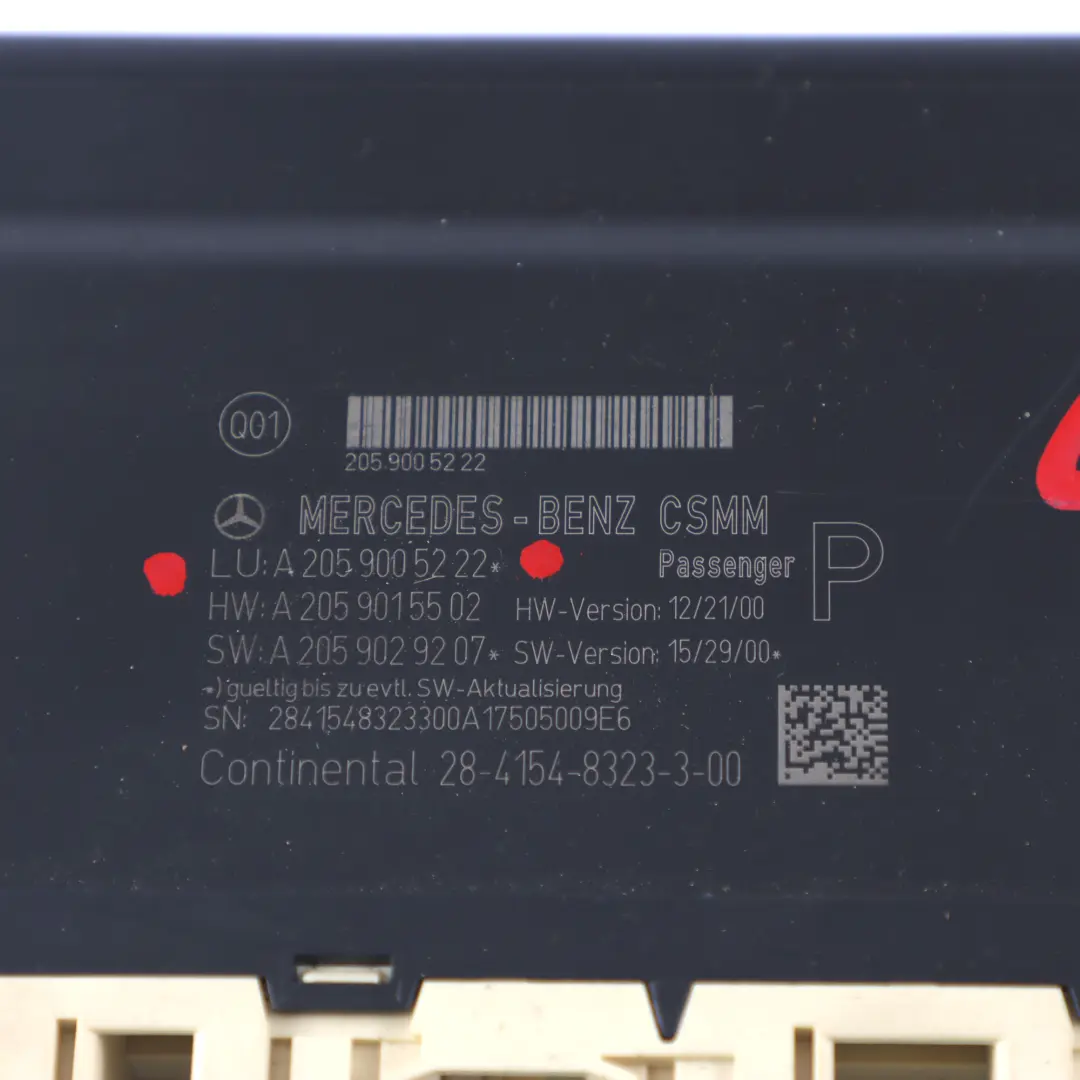 Seat Module Mercedes W205 W253 Memory Control Unit Passenger's Side - SKU A2059005222 - Part number A2059005222