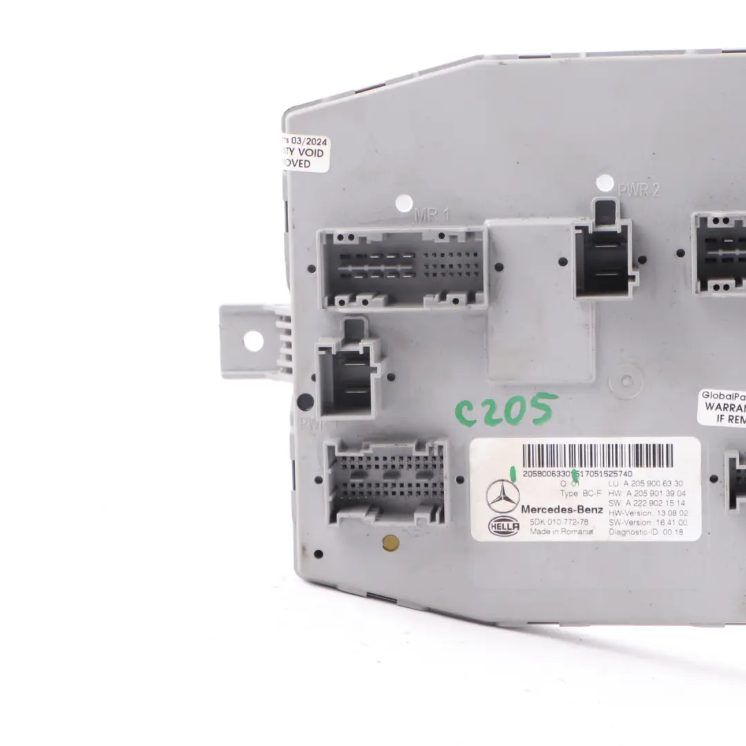 SAM Módulo Delantero Body Comfort Control Unit ECU para Mercedes W205 con número de pieza A2059006330 Mercedes W205 SAM Módulo Delantero Body Comfort Control Unit ECU - SKU A2059006330 - Número de pieza A2059006330