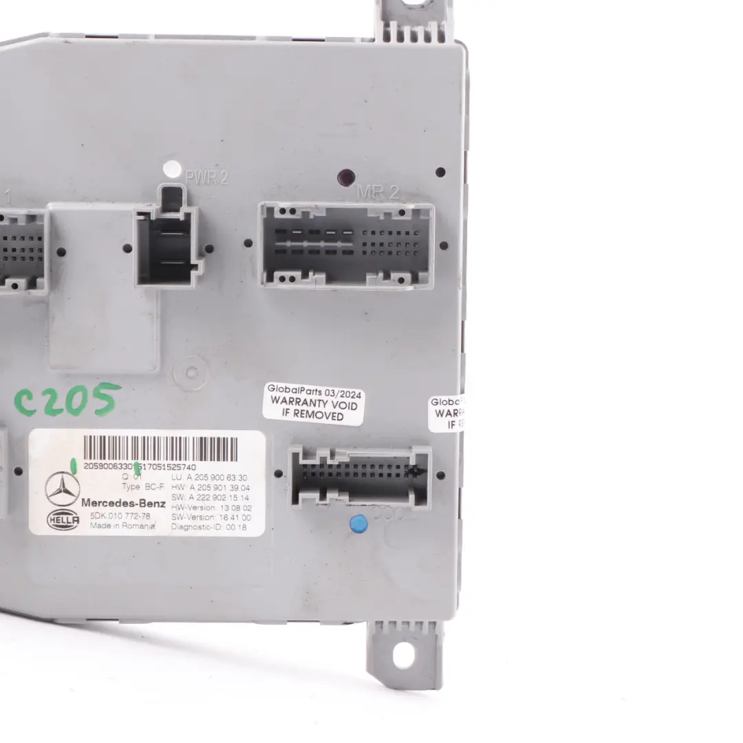 SAM Module Front Body Comfort Control Unit ECU to Mercedes W205 with Part number A2059006330 Mercedes W205 SAM Module Front Body Comfort Control Unit ECU - SKU A2059006330 - Part number A2059006330