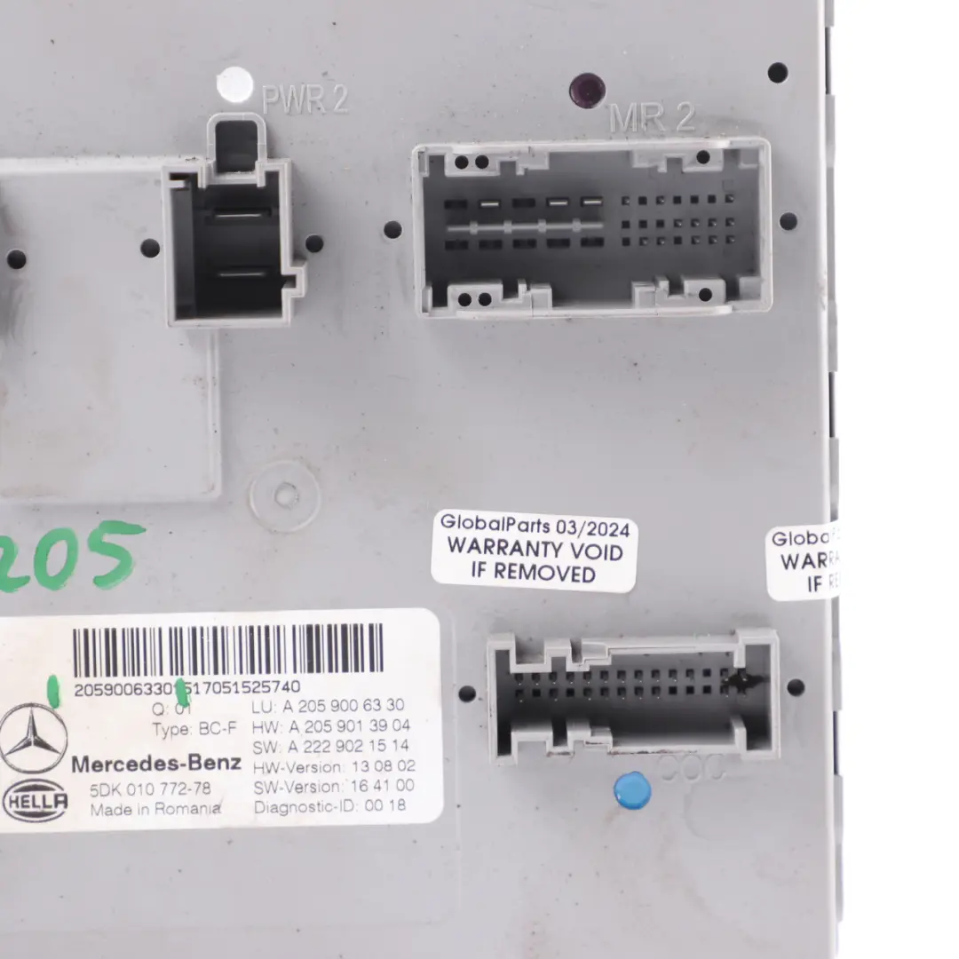 Mercedes W205 SAM Module Front Body Comfort Control Unit ECU - SKU A2059006330 - Part number A2059006330