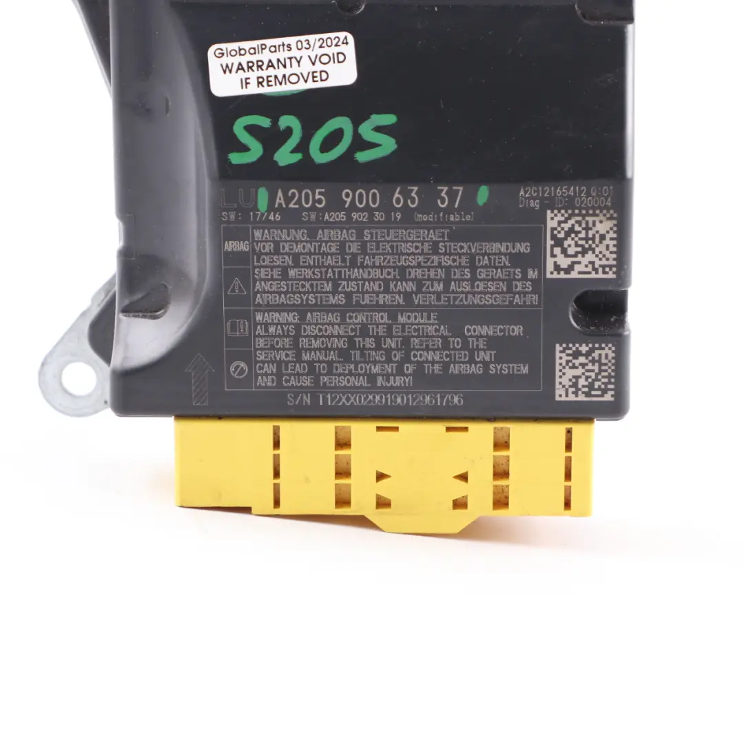Mercedes S205 Air Module Control Unit SRS - SKU A2059006337 - Part number A2059006337