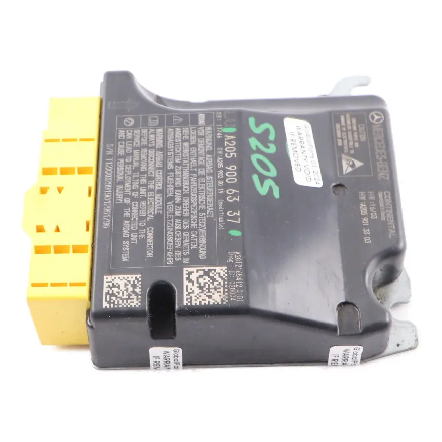 Module Contrôle Air SRS pour Mercedes S205 à propos du numéro de pièce A2059006337 Mercedes S205 Module Contrôle Air SRS - SKU A2059006337 - Numéro de pièce A2059006337