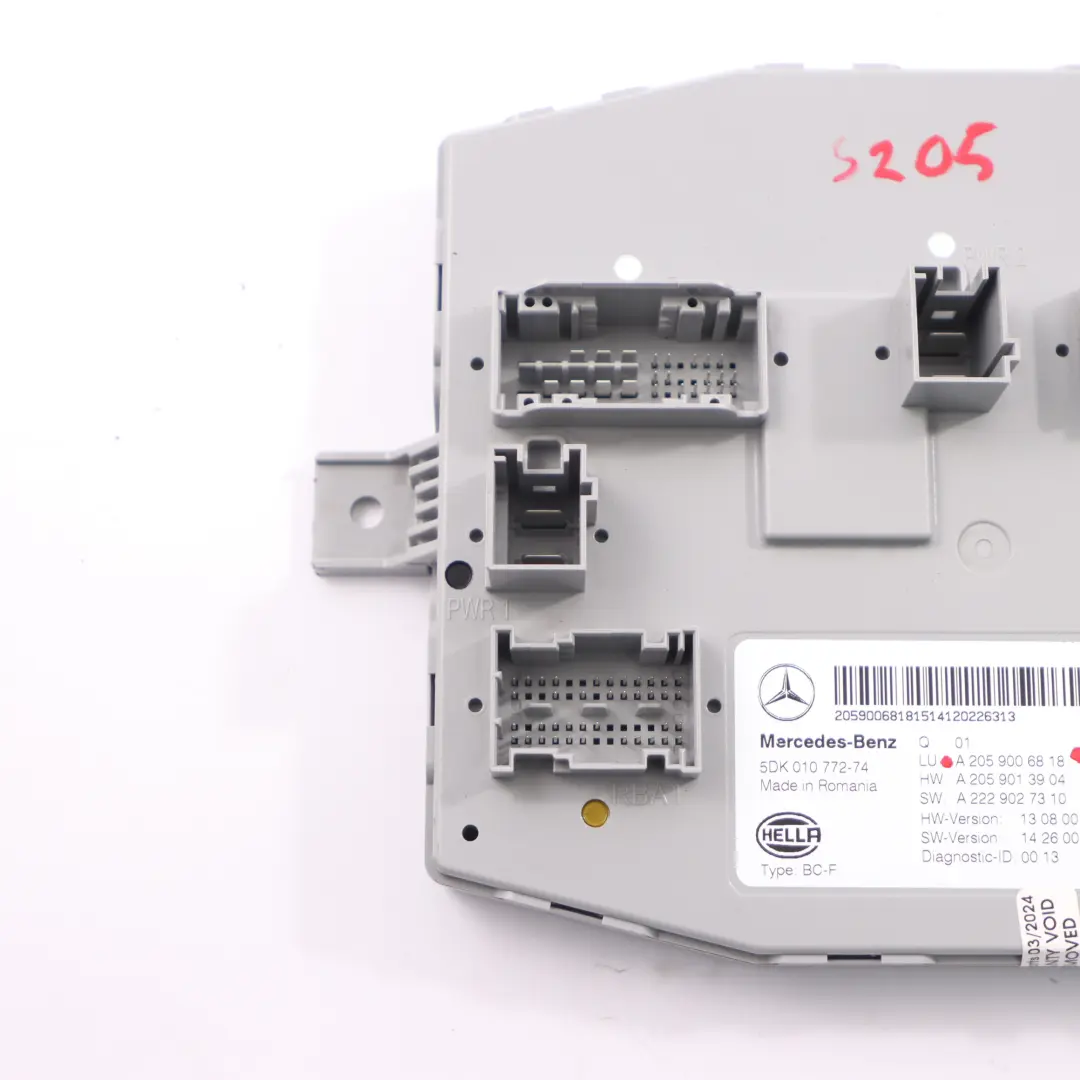 SAM Módulo Delantero Unidad control corporal ECU para Mercedes W205 con número de pieza A2059006818 Mercedes W205 SAM Módulo Delantero Unidad control corporal ECU - SKU A2059006818 - Número de pieza A2059006818