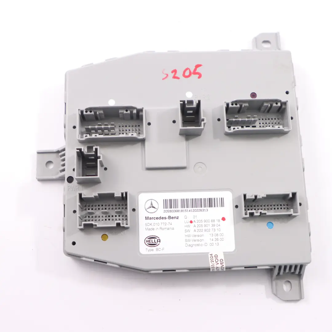 Mercedes W205 SAM Module Front Body Comfort Control Unit ECU - SKU A2059006818 - Part number A2059006818